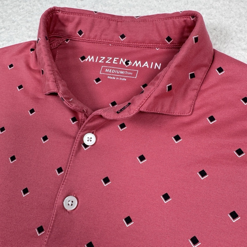 Mizzen + Main Wilson Polo Shirt Mens Medium Trim Fit Performance Geometric